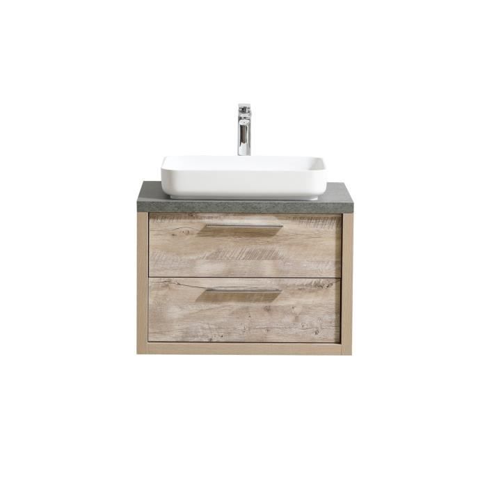 meuble de salle de bain indiana 70cm lavabo nature wood armoire de rangement meuble lavabo cdiscount maison