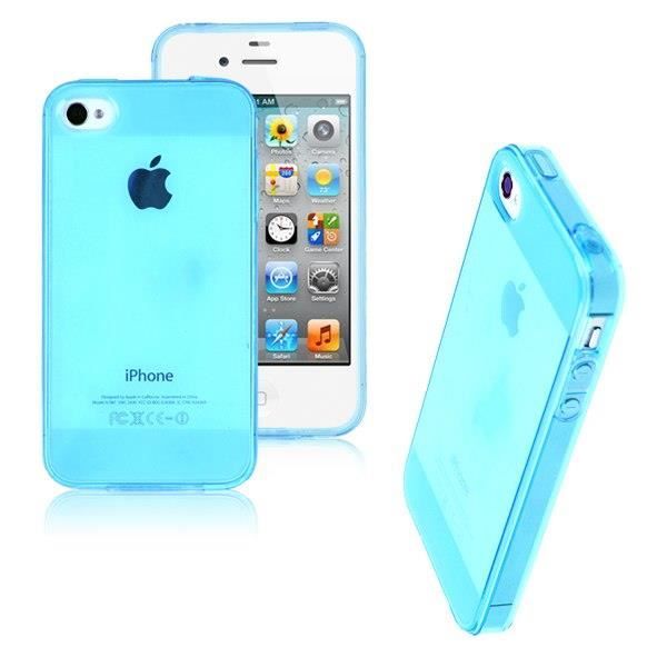 Coque housse iphone 4 4S silicone bleu transparent Cdiscount Telephonie