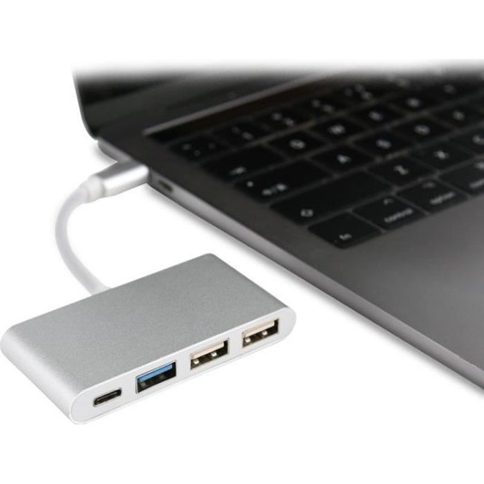 Multi Adaptateur 4 en 1 Type C pour MACBOOK Air APPLE Smartphone Hub 2 ports USB 2.0 1 Port USB