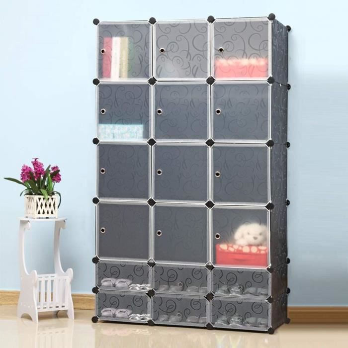 Armoire Portable, Armoire Penderie avec Portes, Storage Modulable