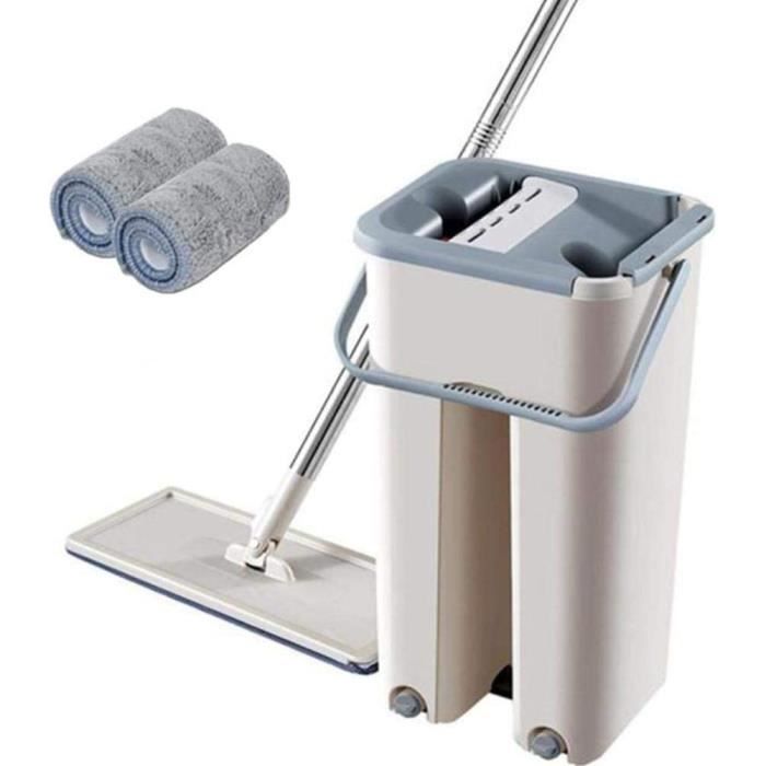 Balai Serpillière Autoclean VENTEO - Tête Pivotante 360°, Microfibre, Avec Seau Double Compartiments, Gris