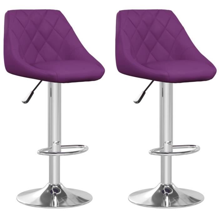 lot de 2 chaises de bar - tabourets hauts - violet similicuir - home-market