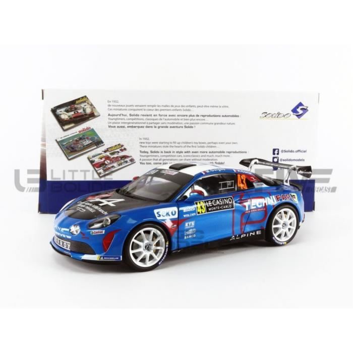 Voiture Miniature de Collection - SOLIDO 1/18 - ALPINE A110 RGT - Rallye Monte Carlo 2021 - Blue / Black - 1801614