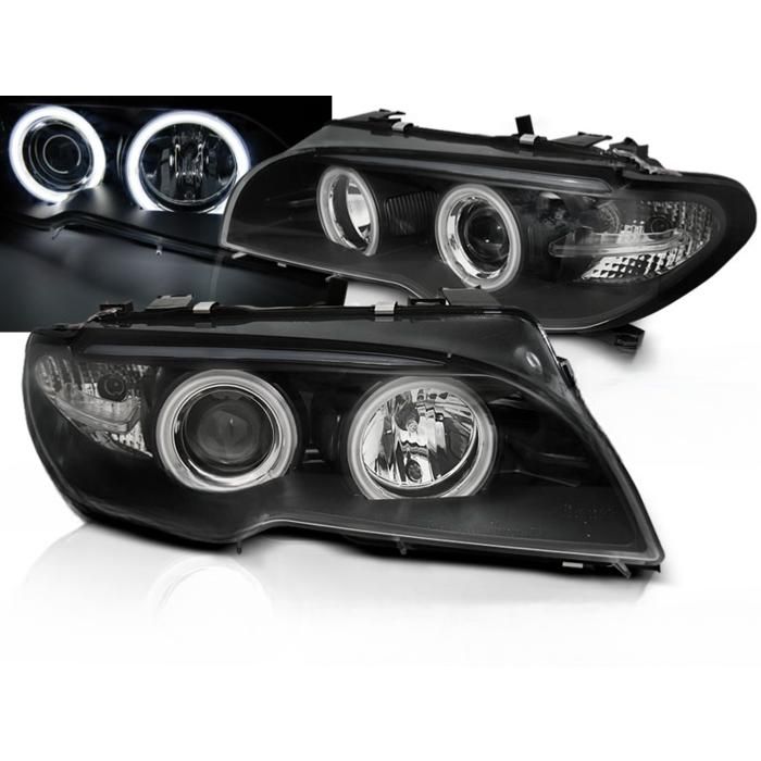 Paire de phares BMW serie 3 E46 Coupe de 2003 a 2006 xenon angel eyes CCFL noir-27361171