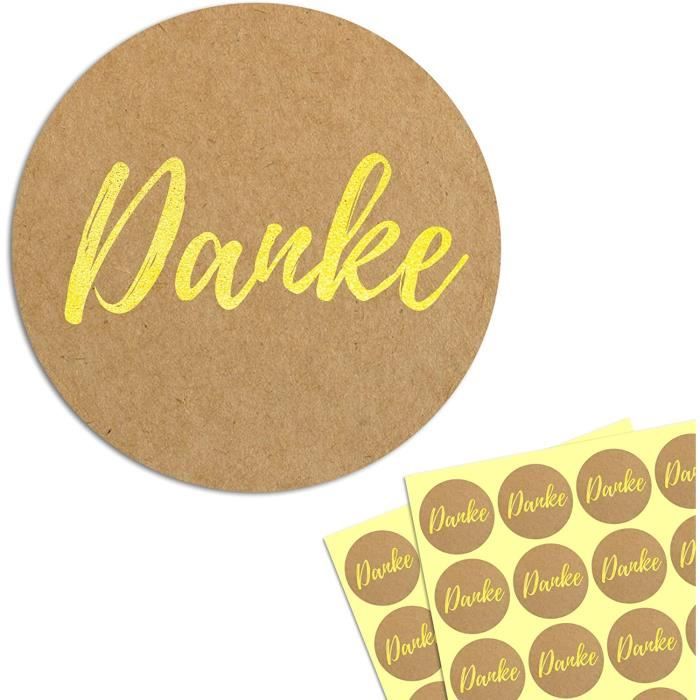 LOOGI - 500 Autocollants 'Merci' En Papier Kraft - Parfaits Pour Emballages Cadeaux Et Bocaux