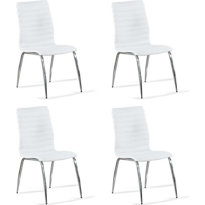 lot de 4 chaises salle à manger blanches - londres - designetsamaison