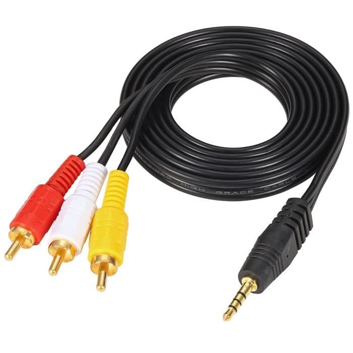 Câble adaptateur 3,5 mm vers 3 RCA, câble de sortie audio vidéo AV 18" TRRS vers 3 RCA mâle
