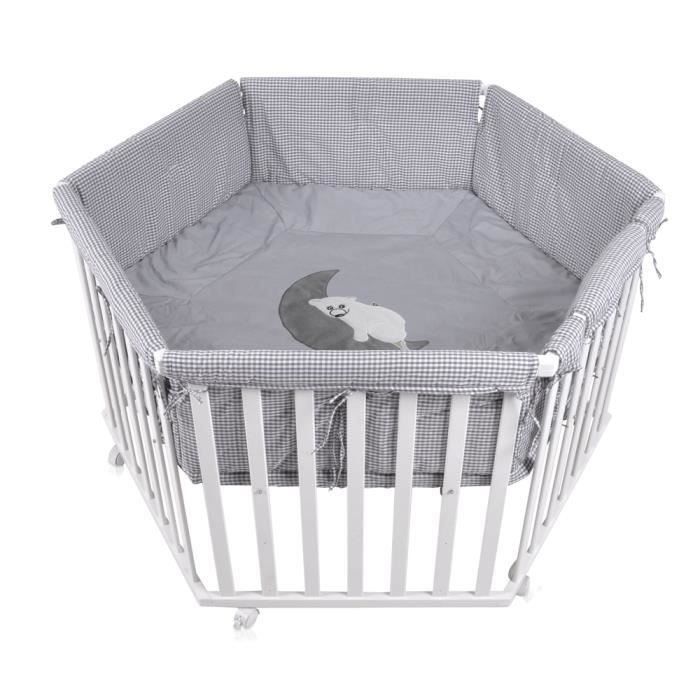 Parc Hexagonal Avec Insert Parc A Chenilles Reglable En Hauteur Blanc Gris Cdiscount Pret A Porter