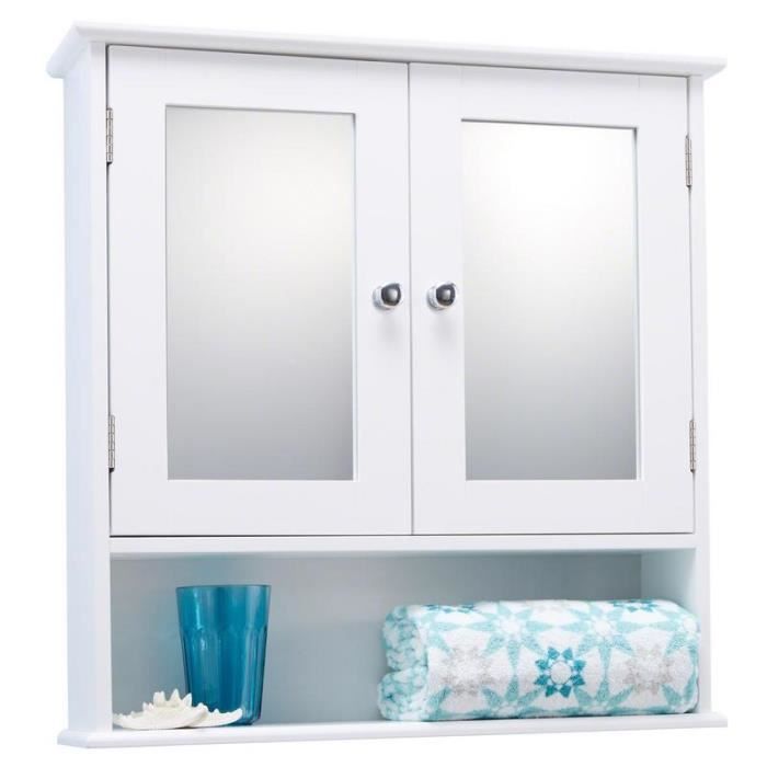 Laura James Armoire De Toilette Blanche A Double Porte Avec Miroir Placard Avec Miroir Achat Vente Miroir Salle De Bain Soldes Sur Cdiscount Des Le 20 Janvier Cdiscount