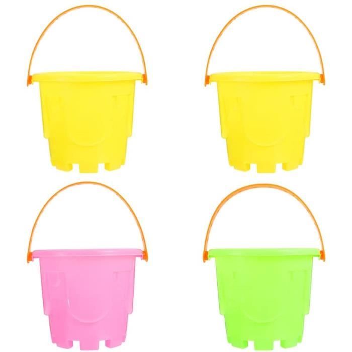 jaune Multicolore vert Lot de 4 tamis à sable bleu 22 cm de long Jouet de plage en plastique Rouge