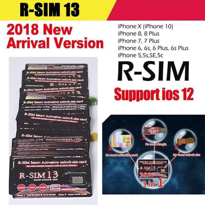 R Sim 13 Pour Iphone Xr Xs X 8 8p 7 7p 6s 6sp 4g Carte De Deverrouillage R Sim Nano Ios 12 Black Cdiscount Telephonie