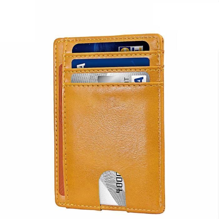 Porte carte de Credit et pièce Identité Minimaliste Protection Marron