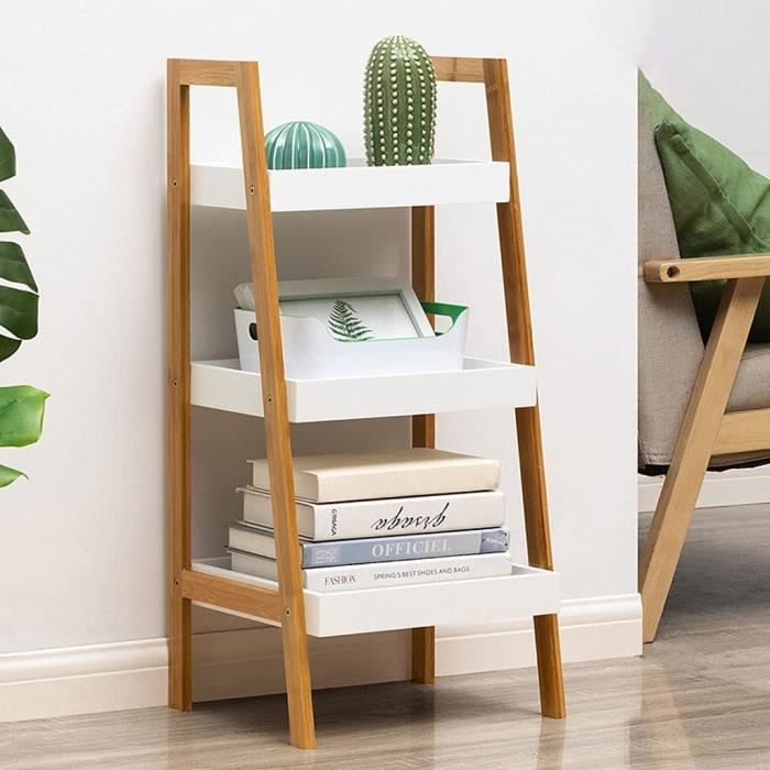 Bibliothèque De Bureau En Bambou - Étagère De Rangement Multifonction - Design Rétro Pour Salon Ou Bureau - Organisateur Compact
