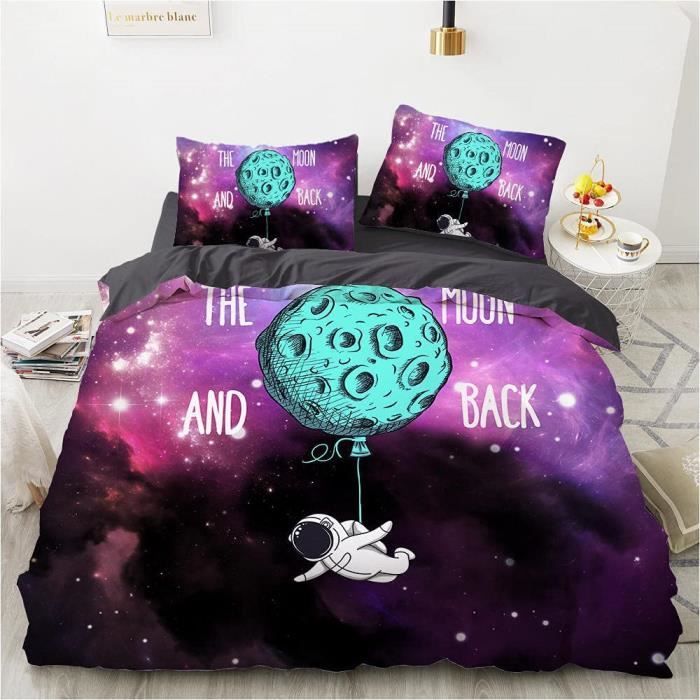 Housse de Couette Lune Violette Parure de Lit pour Adolescents