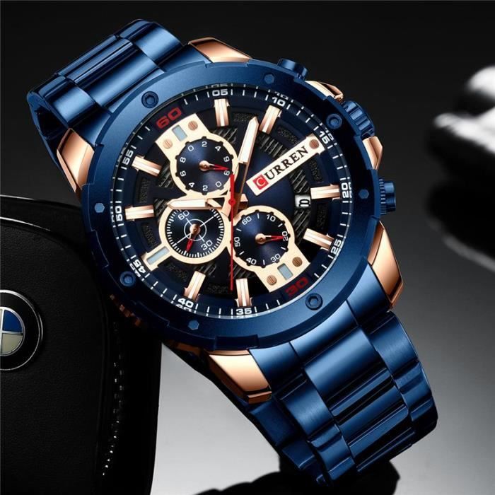 CURREN Marque de luxe pour hommes Montres Mode Hommes Horloge