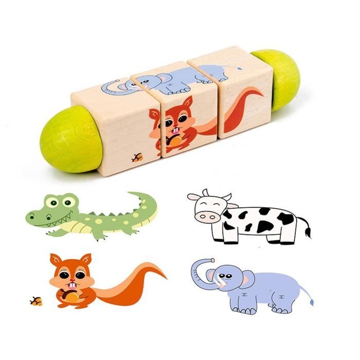 Puzzle Montessori en Bois - Animaux - 4 Niveaux de Difficulté - Jouets Éducatifs pour Enfants de 2 à 4 Ans - Jeux - Jouets