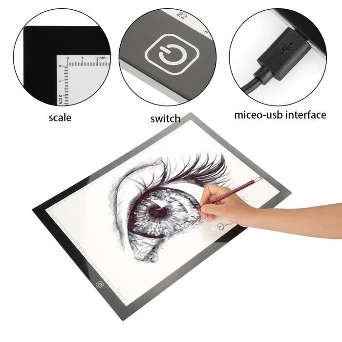 Panneau lumineux à dessin A4 USB LED lumière pochoir conseil boîte à