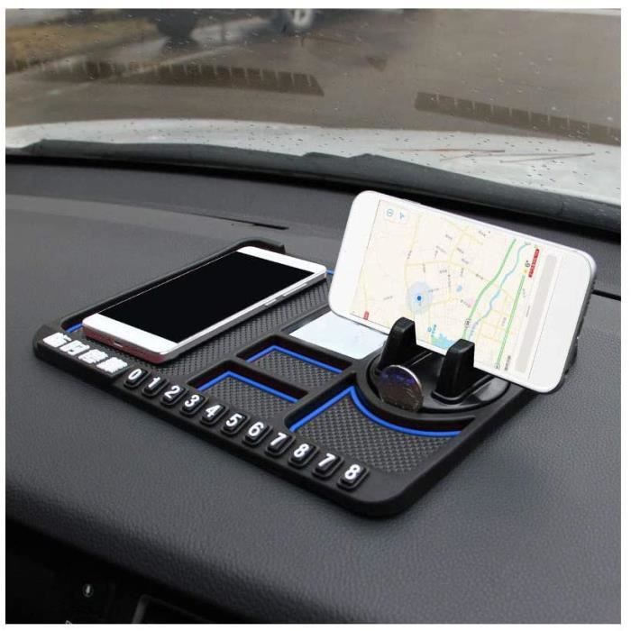 Lot De 3 Tapis Antidérapants Gel Pour Voiture - Noir, Rond Et Ovales, Maintient Téléphone, Lunettes, Clés Sur Tableau De Bord