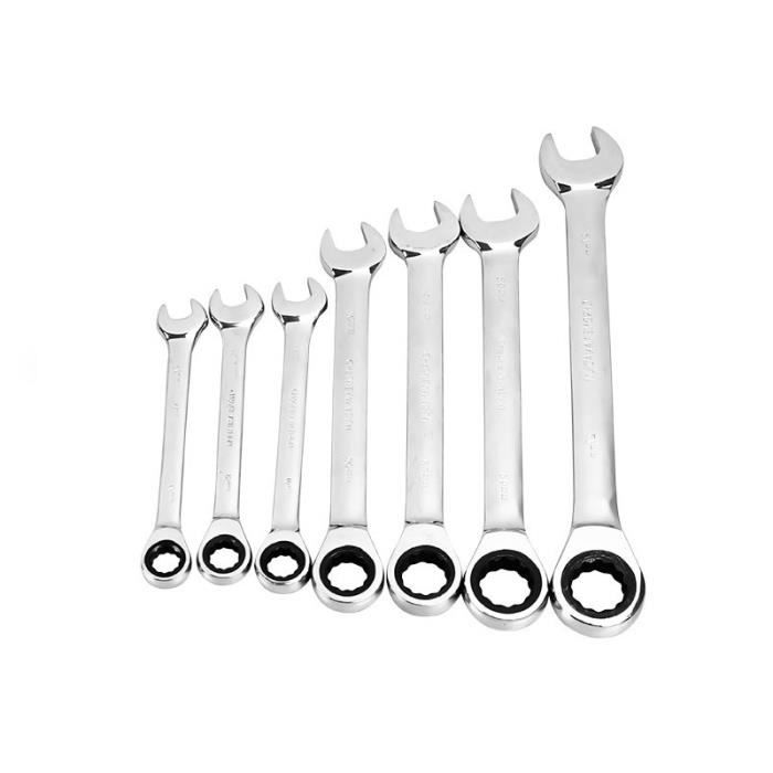 Jeu De 8 Clés à Fourche Ouvertes 3/8" - Tailles Impériales (3/8 à 7/8) - Pour Accès Espaces Restreints - Mécanique, Auto