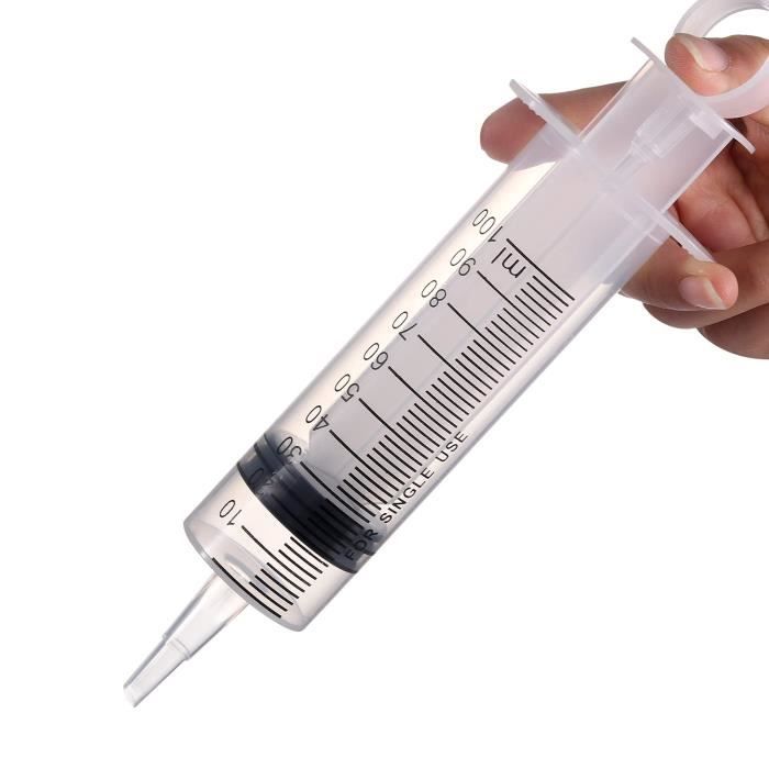 100ml -Seringues en plastique réutilisables de 100ML, grand outil'injecteur de mesure pour l'alimentation du