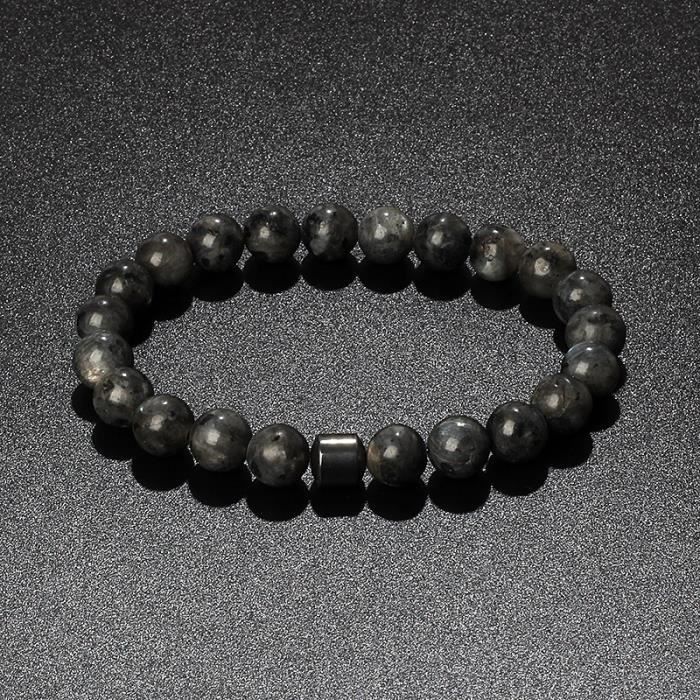 Bracelet Perles Hématite Et Laiton - Diamètre 6 Mm - Longueur 17 Cm - Neuf Sans Emballage