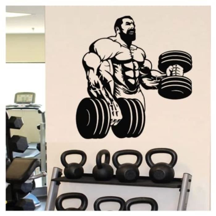 Autocollant Mural Poids Lourds - Déco Gym, Garage, Chambre - Noir, Design Artistique - Neuf