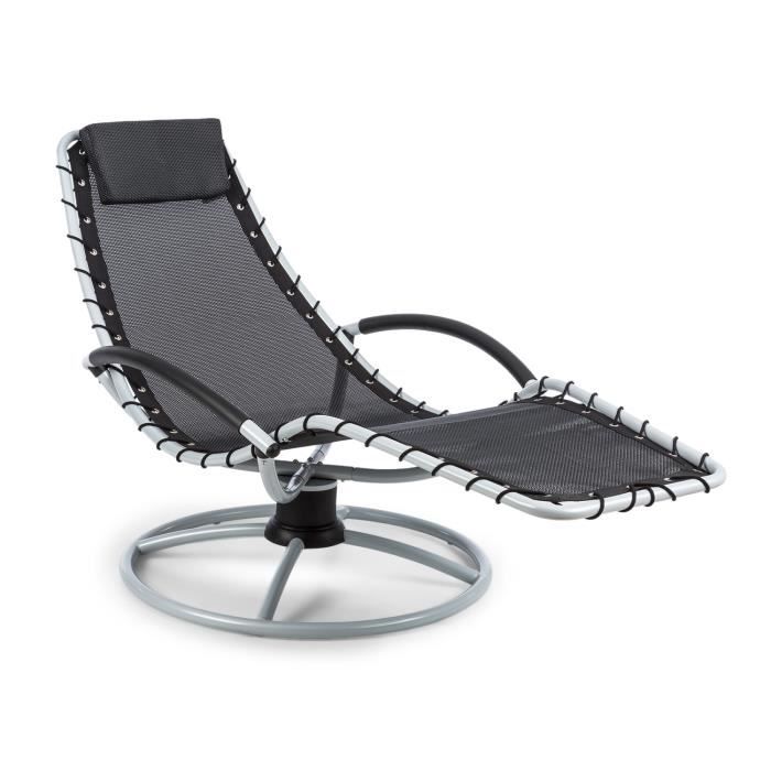 chaise longue - blumfeldt - à bascule - bain de soleil - 77x 85x173cm - transat - confort: balancement à 360° - mesh noir