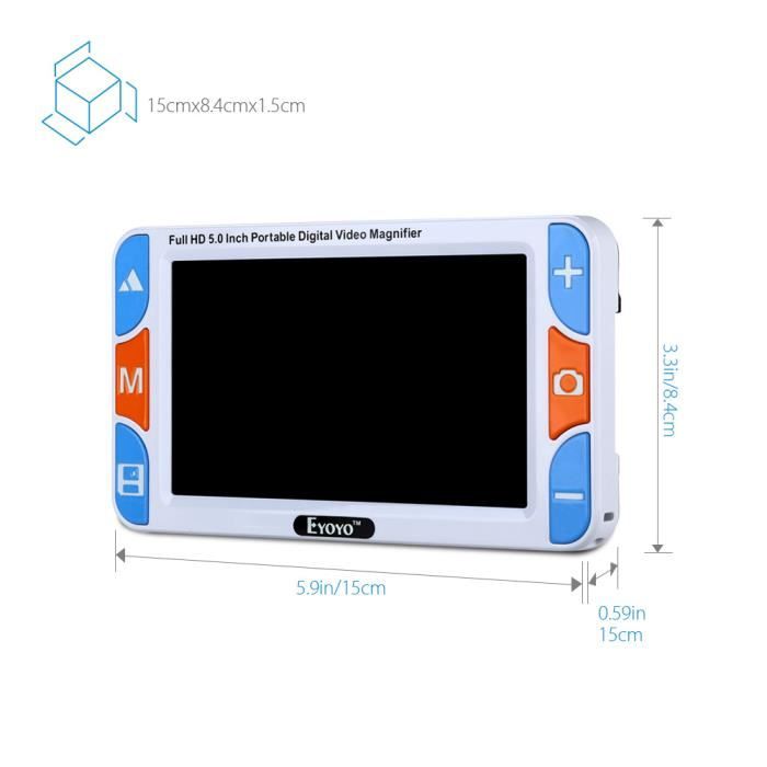 Loupe Numérique Vidéo Portable 5 Pouces Aides à La Lecture Electroniques Avec Poignee Zoom 3x 48x 26 Modes De Couleur Batterie Rechargeable Sortie Hdmi Et Av Fonction D Invite Vocale 1066945378