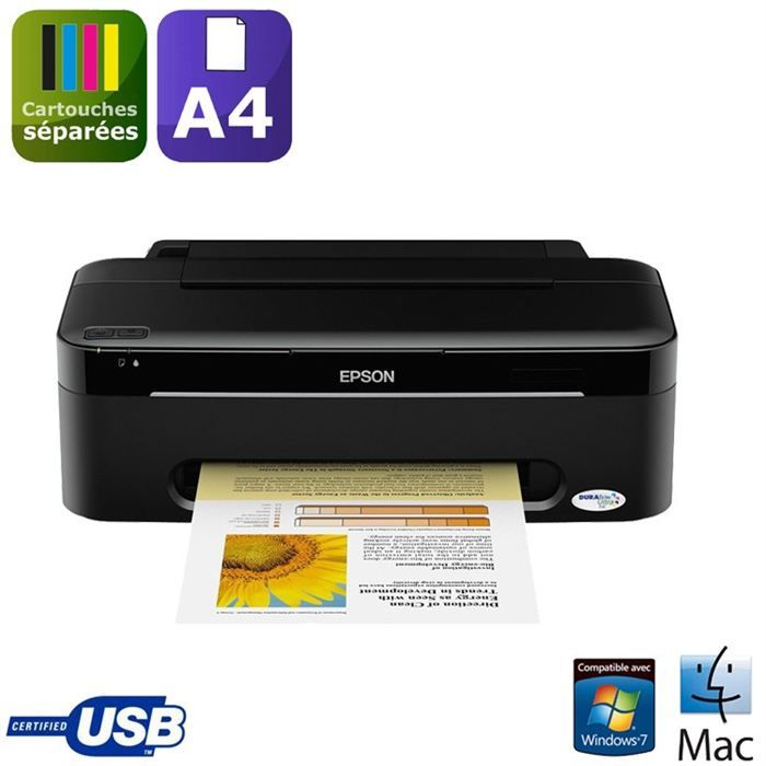 Epson Stylus S22 Imprimante couleur jet d'encre A4Legal 5 760 x 1 440 ppp jusqu'à 28 ppm mono / jusqu'à 15 ppm couleur capacité : 100 feuilles USB - vue 1