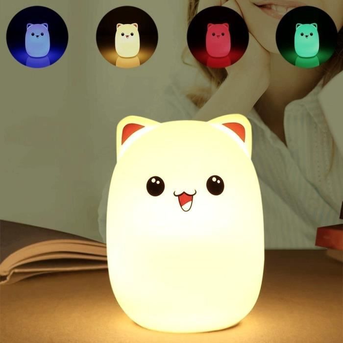 Veilleuse Enfant Chat Led Silicone Lampe De Chevet Usb