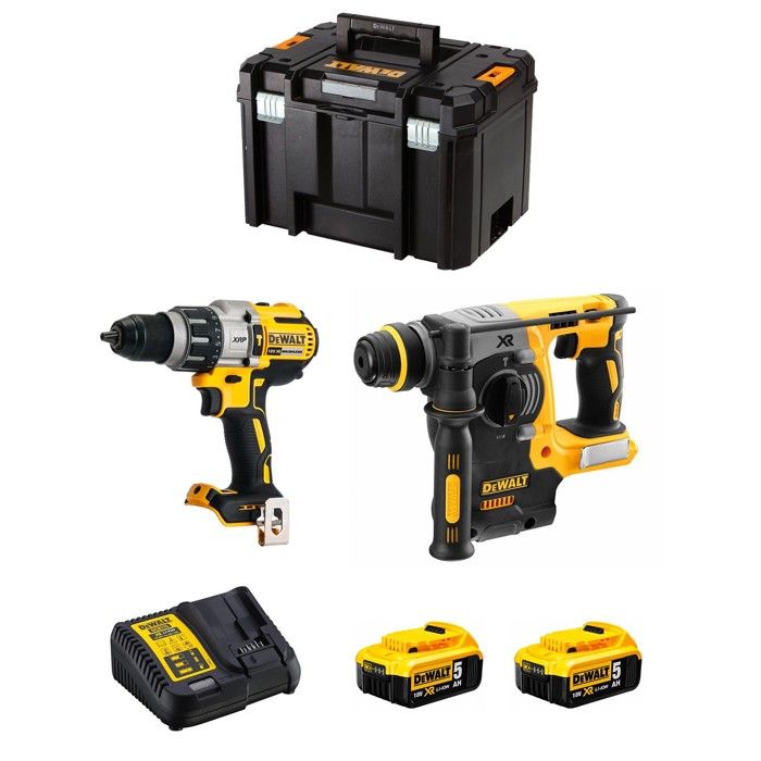 DeWALT Kit DWK223 DCD996 + DCH273 + 2 x 5 0 Ah + DCB115 + TSTAK VI