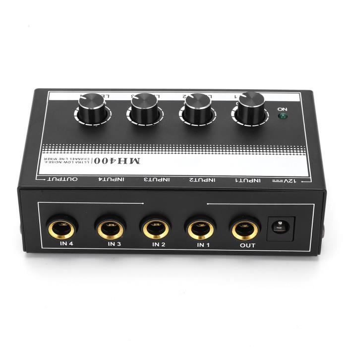 Mélangeur De Ligne Audio MONO 4 Canaux LiNKFOR MX400 - Mixeur Compact Avec Alimentation Pour Micro, Guitare, Clavier