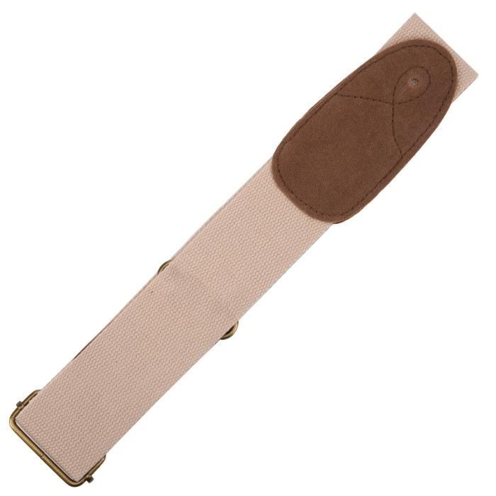 Sangle De Guitare Réglable 220 Cm Extensible - Coton élastique Et Tête Cuir - Noir/marron Ou Noir/blanc - Pour Guitare électrique, Basse, Acoustique