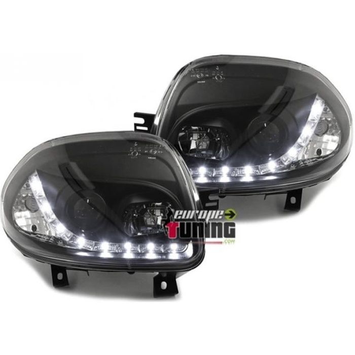 Phares noirs bandes led feux devil eyes Renault Clio 2 - Clio b 1998-2001 (13638)