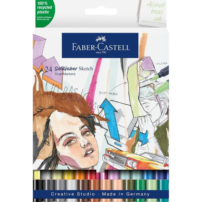 24 feutres de coloriage - A base d'alcool - Double pointes - Faber Castell - Goldfaber