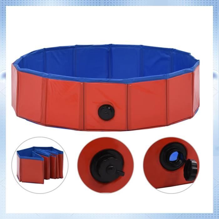 Comparer les prix de LesSaisons© Rouge 80x20 cm Piscine pliable pour chiens PVC