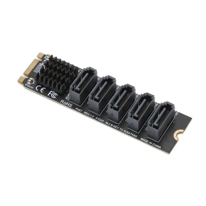 Carte Extension M.2 M-Key Vers 5 Ports SATA 3.0 - Chipset JMB585 - Ajoutez Rapidement Des SSD Et HDD à Votre PC