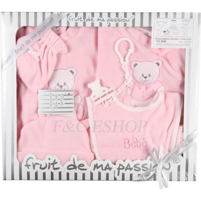 Coffret Naissance Bebe Rose 7 Pieces Cdiscount Puericulture Eveil Bebe