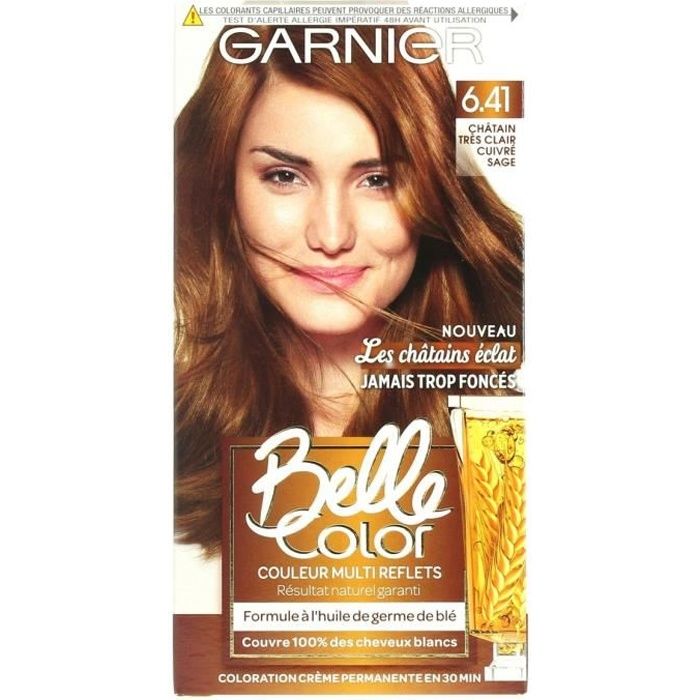 Coloration Belle Color Garnier 6.41 Châtain Très Clair Cuivré Sage ...