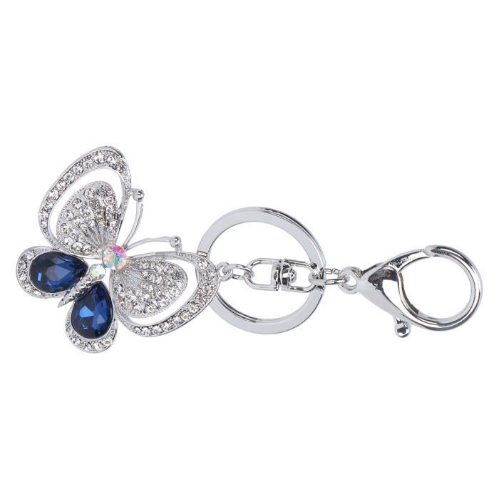 Porte-clés Papillon En Alliage De Zinc Avec Strass Scintillants Pour Sac A Dos Et Portefeuille Violet 97515685