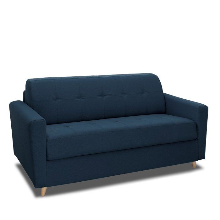 canape mezzano convertible rapido matelas 16 cm sommier metal 140 cm tissu tweed bleu nuit inside75 achat vente canape sofa divan cdiscount