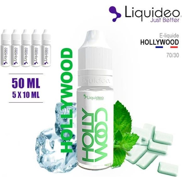 E-LIQUIDE SAVEUR HOLLYWOOD - FRESH 50ML EN 3MG DE NICOTINE - 5 X 10 ML -  ELIQUIDE MARQUE LIQUIDEO