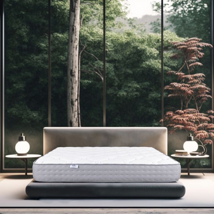 Matelas 140x190 cm Zen Pur, mémoire de forme, 10 zones de confort, indépendance du couchage, réversible, orthopédique, 20 cm