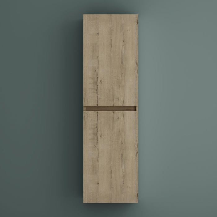 Mai & Mai Meuble de Salle de Bains Murale Armoire Haute 35x20x120cm avec 2 Portes et 4 compartiments Chêne Blanc Clair Verona
