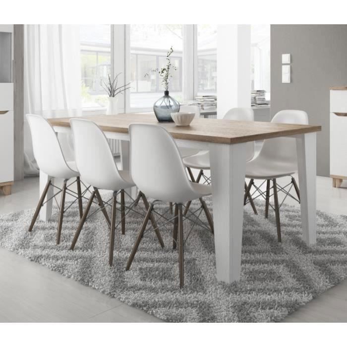 Table A Manger Scandinave Lier Blanc Et Bois Achat Vente Table
