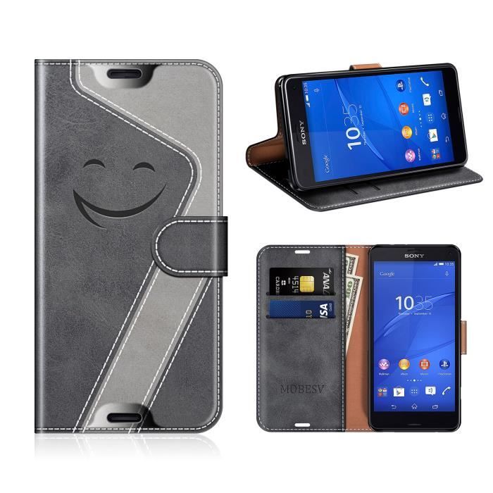 MOBESV Custodia per Sony Xperia Z3 Compact, Cover a Libro Magnetica Custodia in Pelle per Sony Xperia Z3 Compact, Rosso