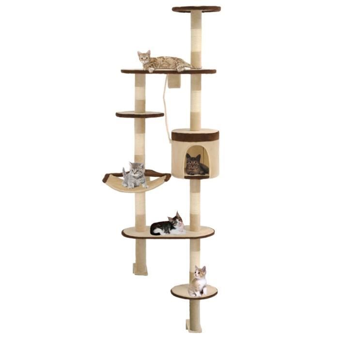 Meilleurs prix pour Arbre à chat - MOTHINESSTO - LY3298 - Montage mural - 194 cm - Beige et marron