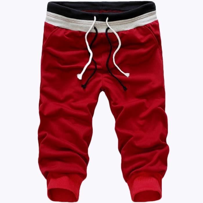 Pantalon De Jogging Homme Pantalon Corsaire De Sport En Couleur Unie Style Bas De Jambes Elastique Rouge Xl Rouge Cdiscount Sport