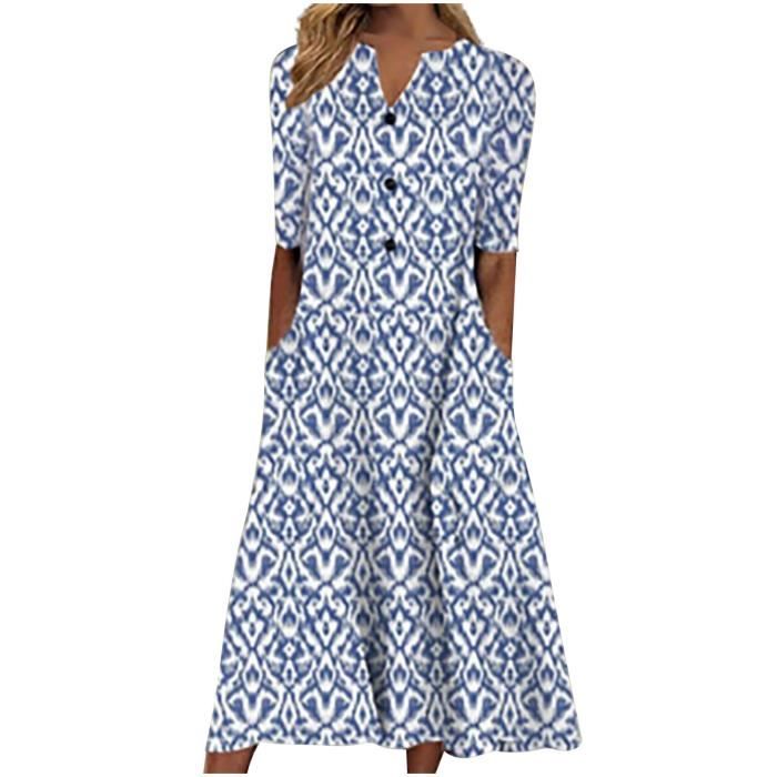 Robe Longue Femme Chic Et Elegant Dentelle Robes De Plage Avec Poches
