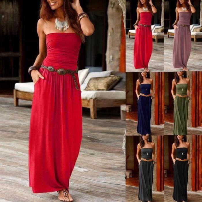 ROBE Femmes Bandeau Holiday Encolure Robe longue Mesdames t